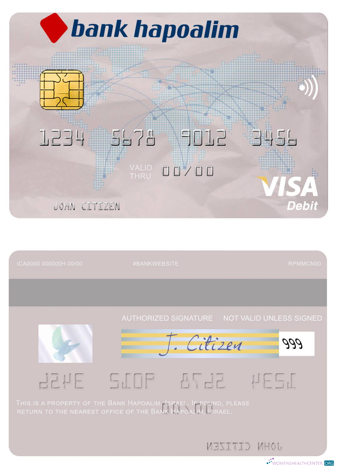 Download Israel Bank Hapoalim visa debit card Photoshop template